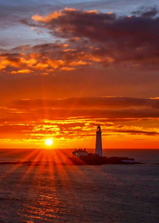 St. Mary’s Lighthouse sunburst.