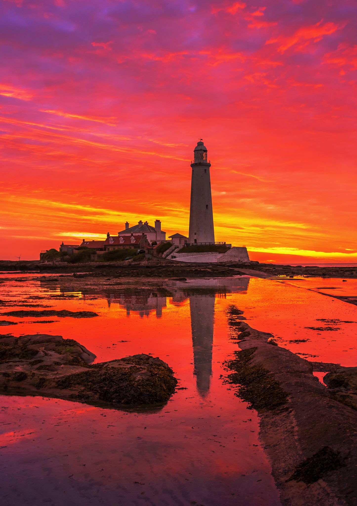 Stunning sunrise sky at St.Mary’s Lighthouse.
