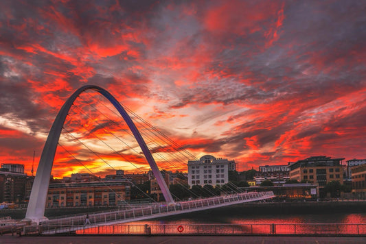 Incredible red Sky above Millennium Bridge.