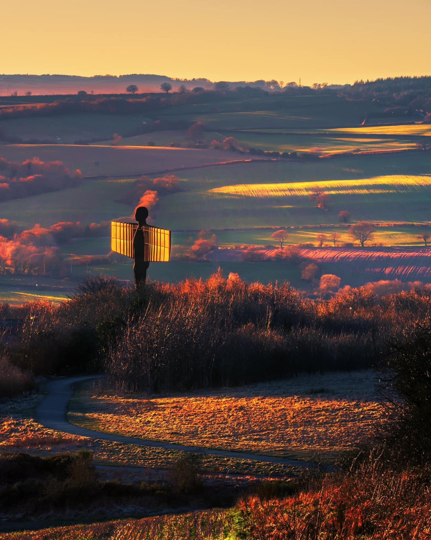 Golden hour at the Angel of the North.