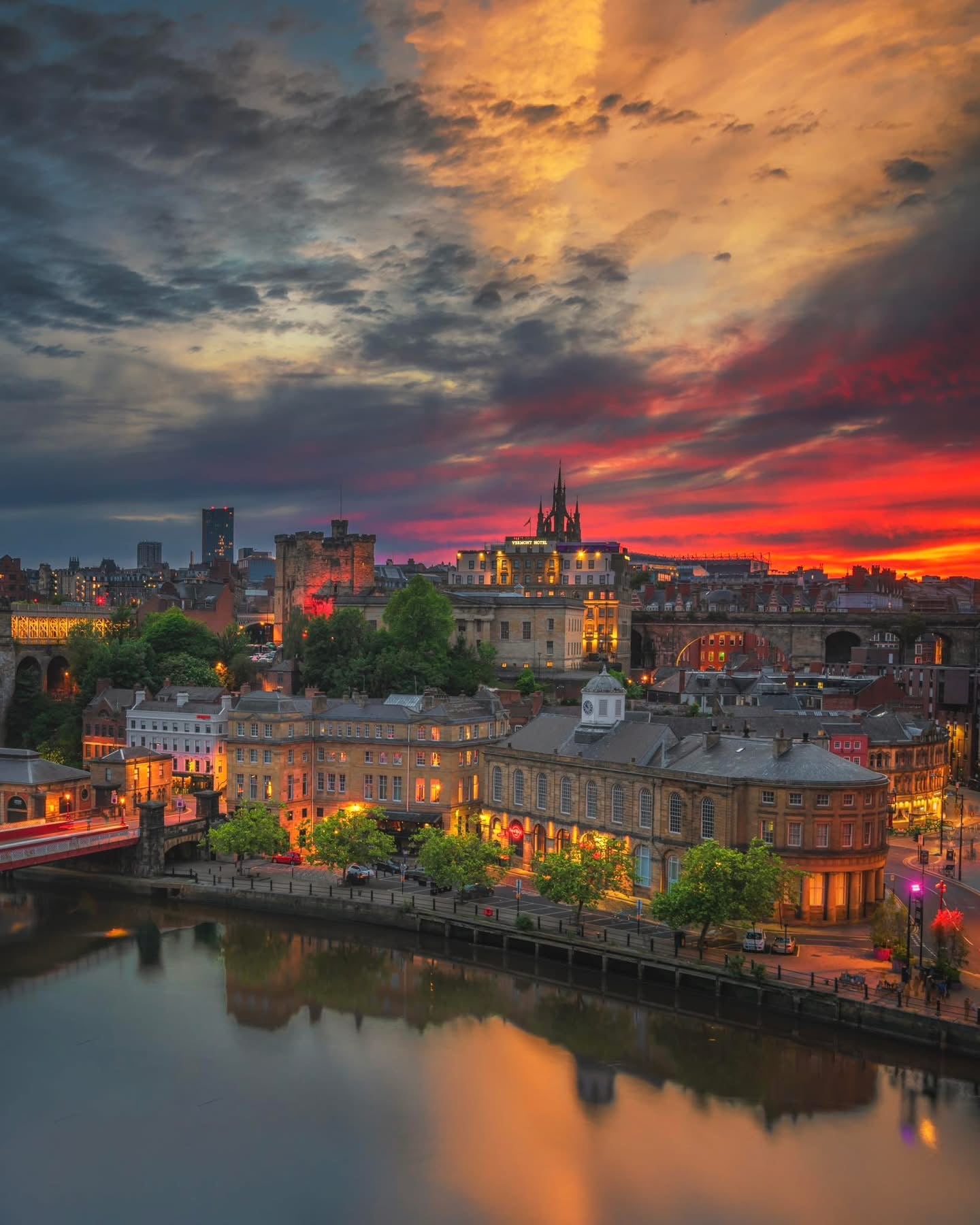 A beautiful sunset looking towards Castle Keep in Newcastle.