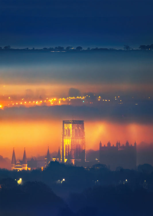 Durham Cathedral Glowing in the evening mist.