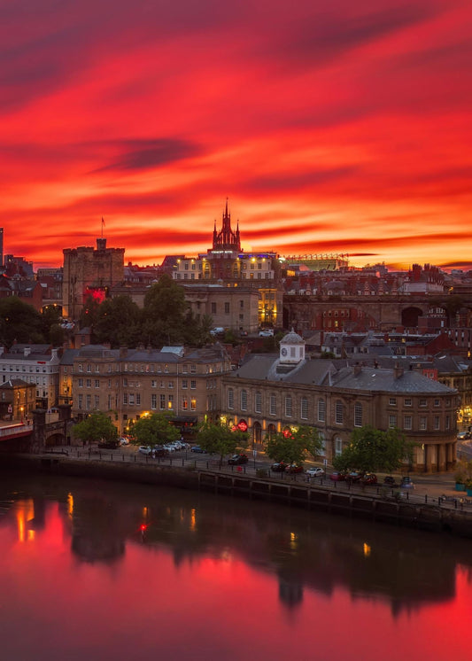 Red sunset over Castle Keep.