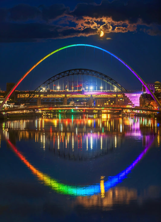 Two Bridges and a moon.