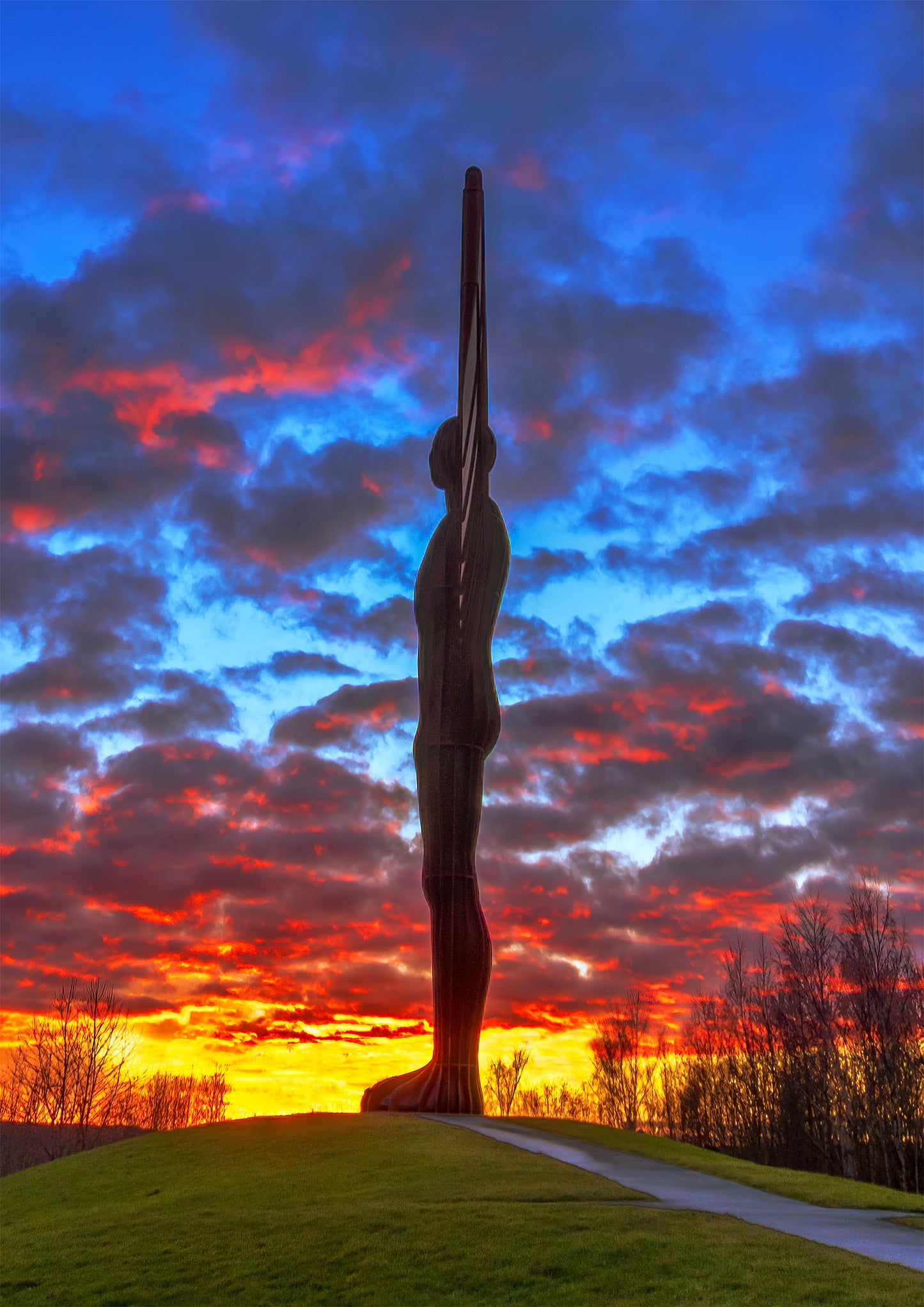 Beautiful sunset sky at the Angel of the North.