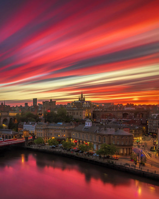 Long exposure shot of an amazing sunset over Newcastle.