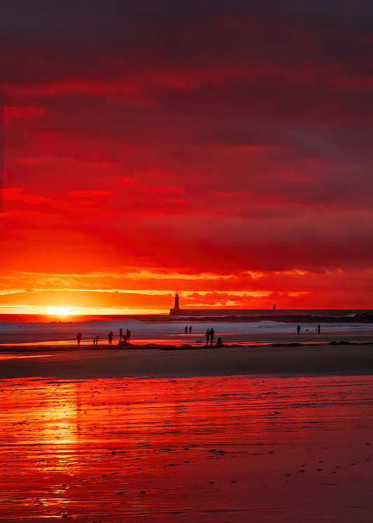 Blood red sunrise at Tynemouth