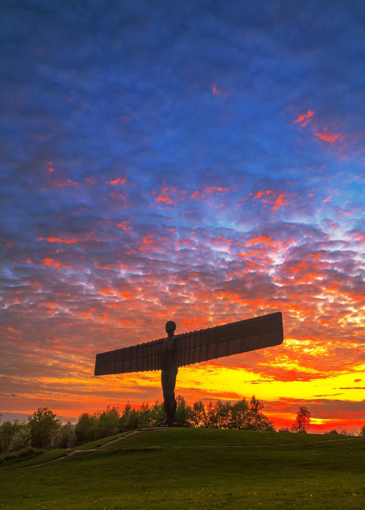 Beautiful sunset sky at the Angel of the North.