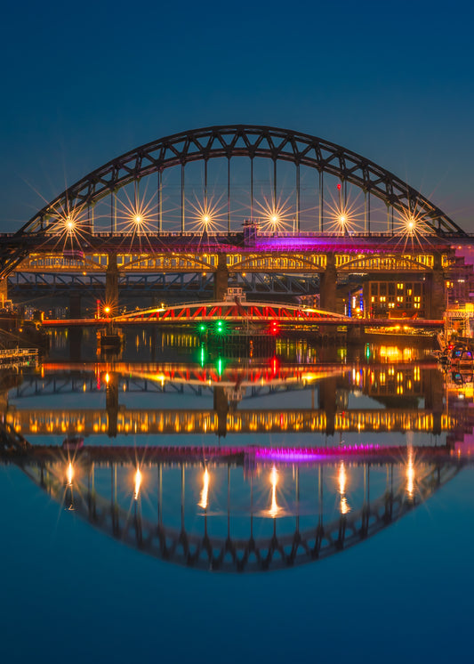 Beautiful Tyne Bridge reflections in the blue hour.