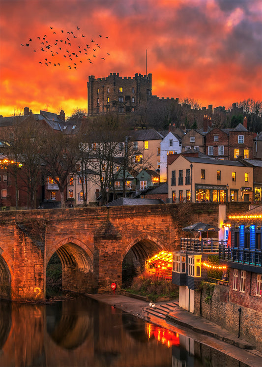 A fiery sunset over Durham.