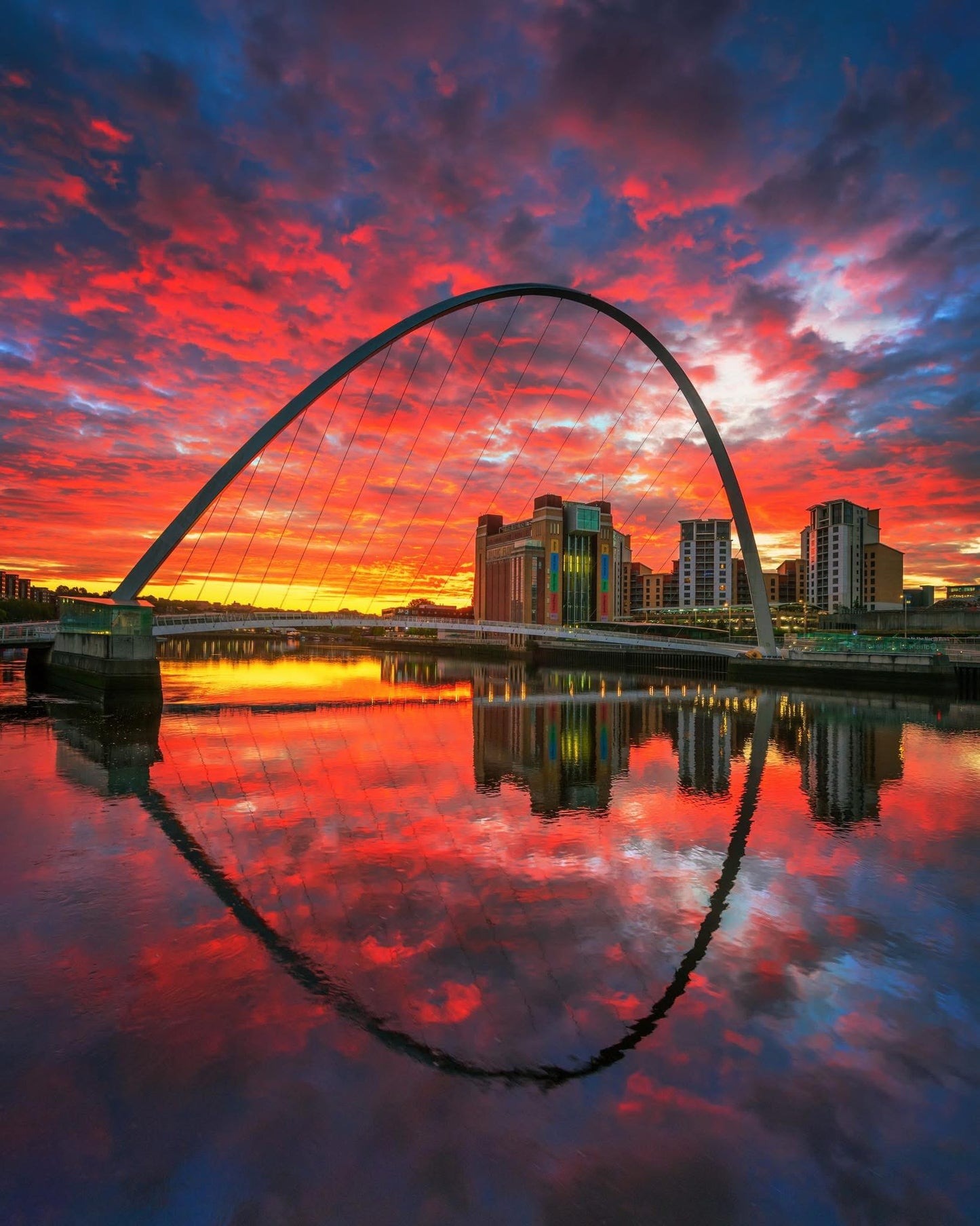 Dramatic sunrise skies on Newcastle Quayside.