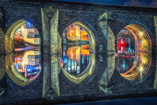 Through the Elvet Bridge Arches.