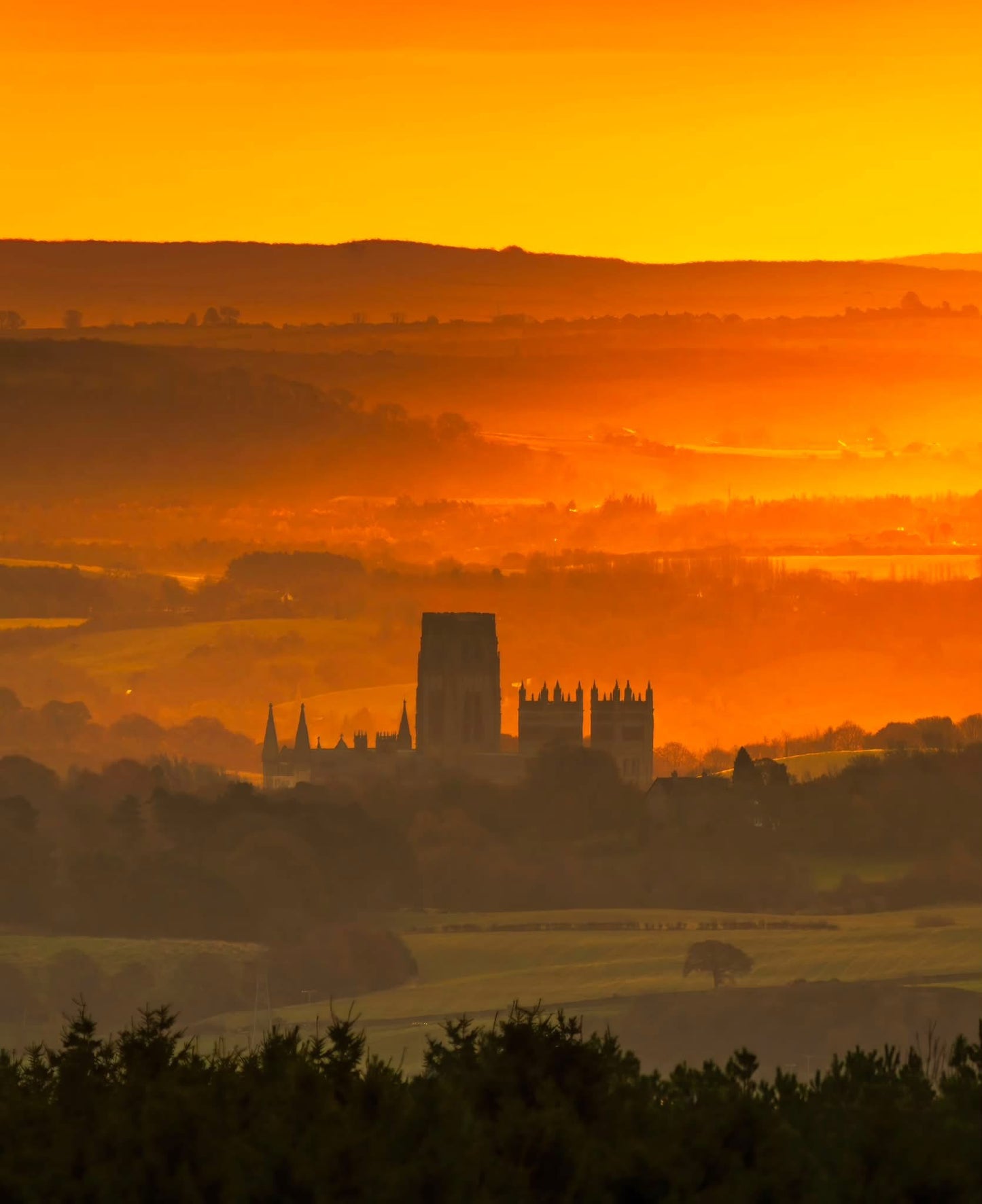 Durham Cathedral during a golden sunrise