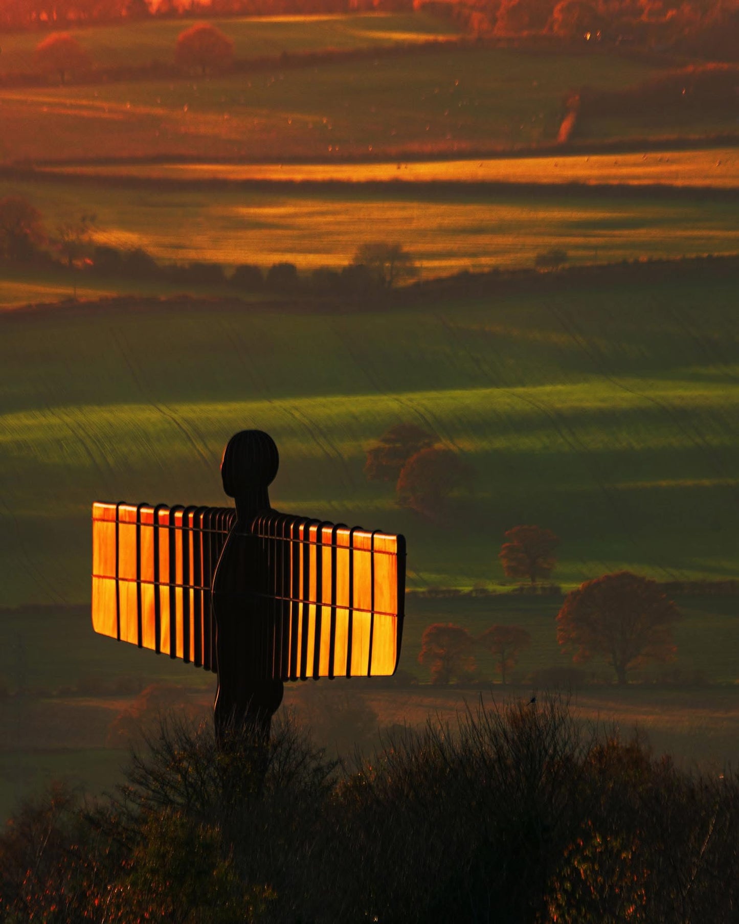 Golden Light on the Angel of the North at sunset
