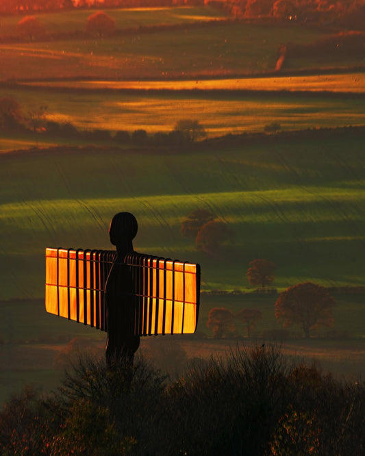 Golden Light on the Angel of the North at sunset
