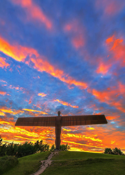 Striking sunset sky at the Angel of the North.