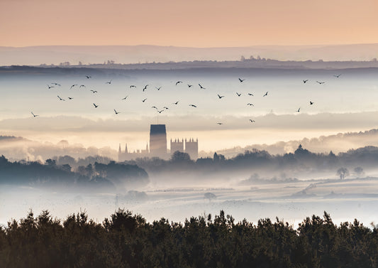 An ethereal misty scene looking towards  Durham Cathedral.