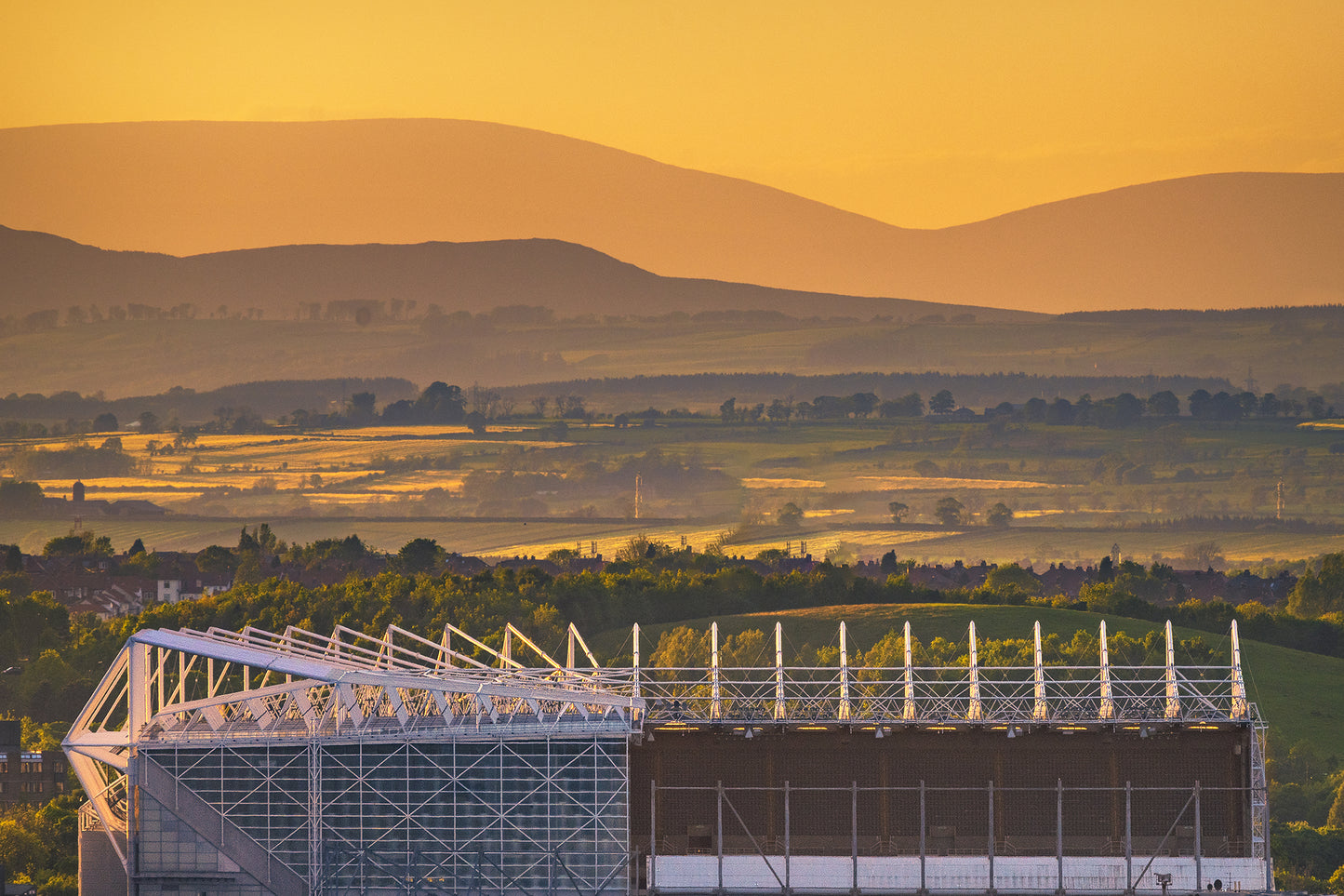 St. James Park with the Cheviot Hills as a backdrop.