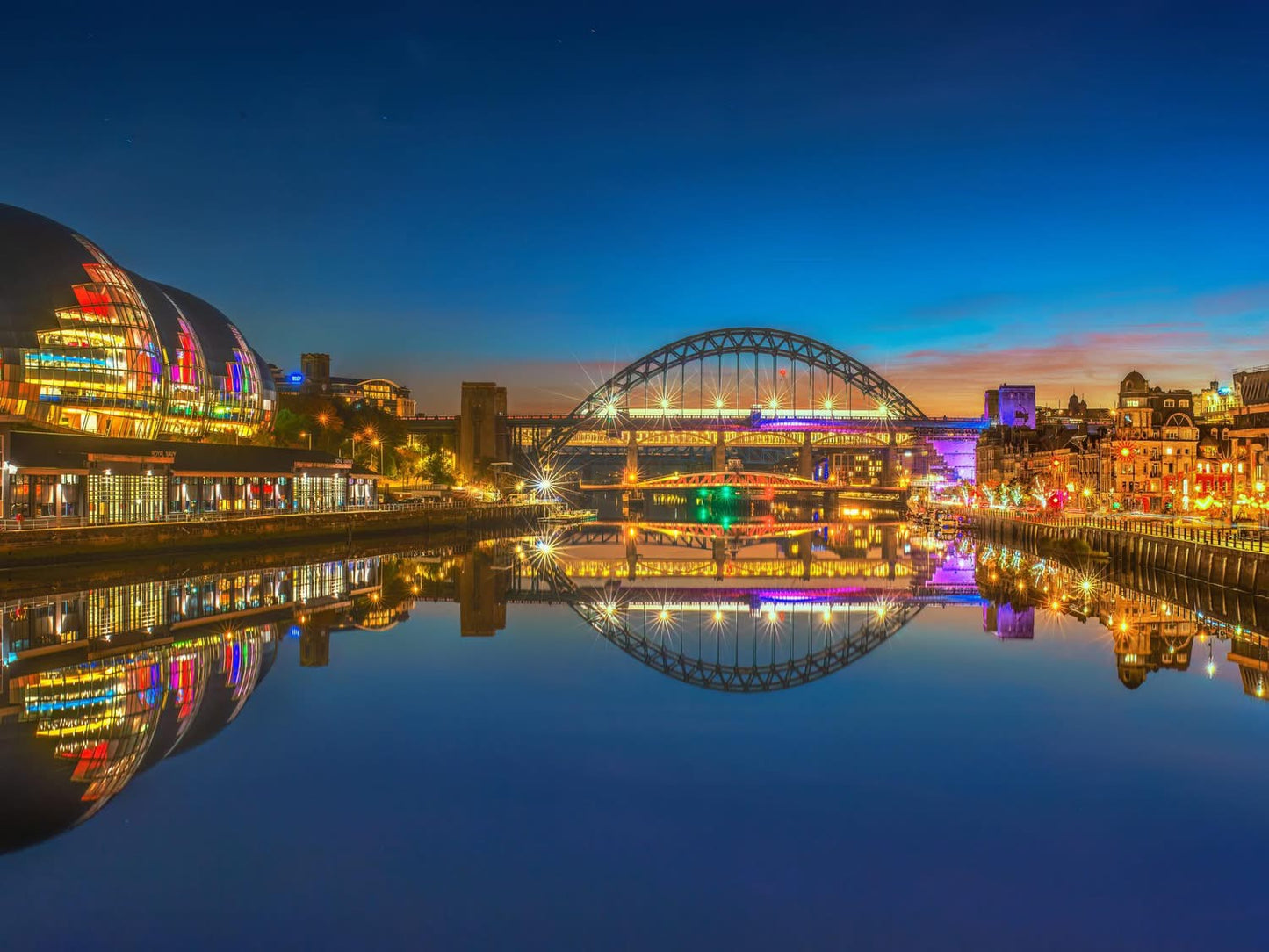 Colourful Reflections on Newcastle Quayside.