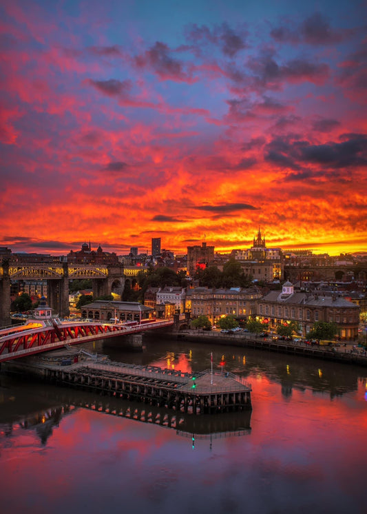 Beautiful vivid sunset over Newcastle