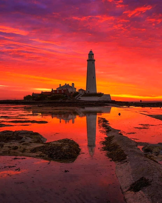 Stunning sunrise sky at St.Mary’s Lighthouse.