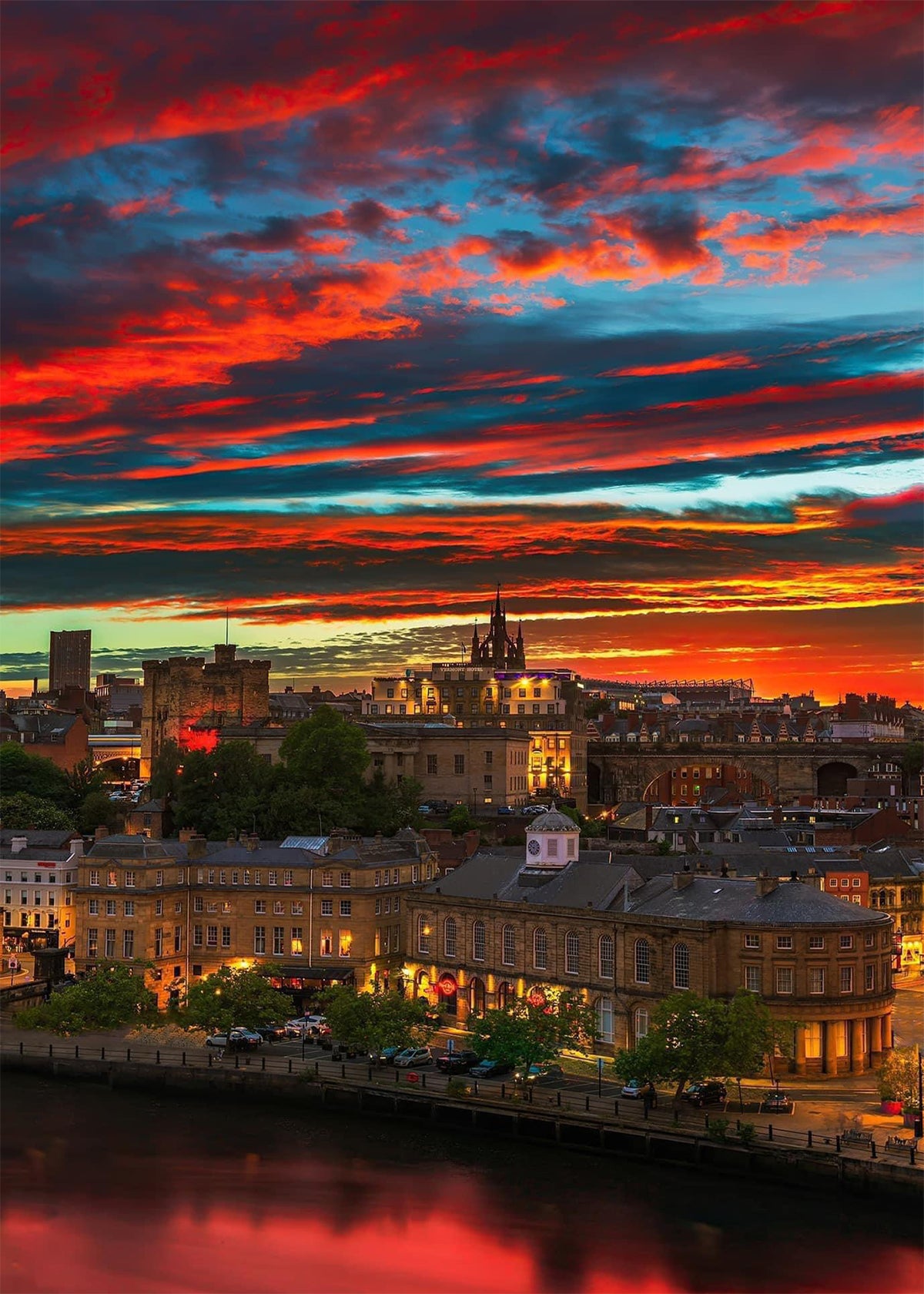 Incredible sunset over Newcastle.
