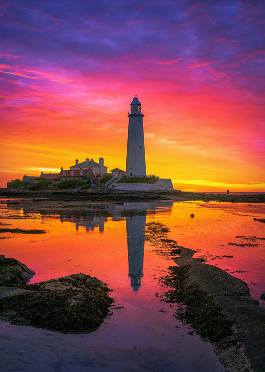 Colourful skies over St. Mary’s Lighthouse.
