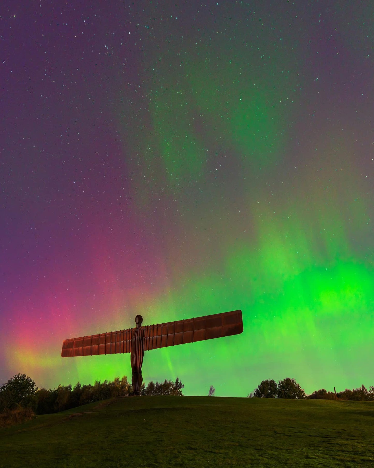 Epic Aurora over the Angel of the North.