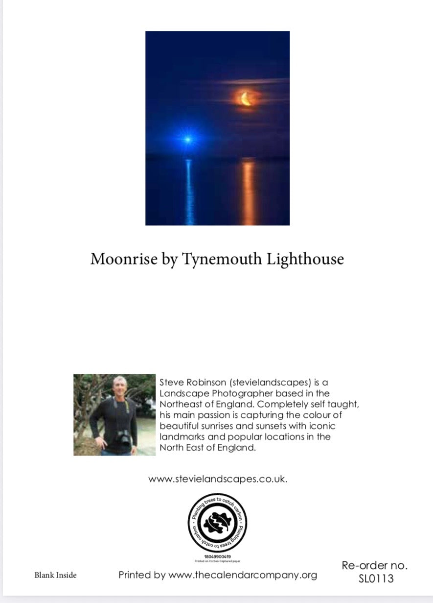 Moonrise by Tynemouth Lighthouse.