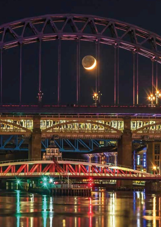 Moon Between the Tyne Bridge