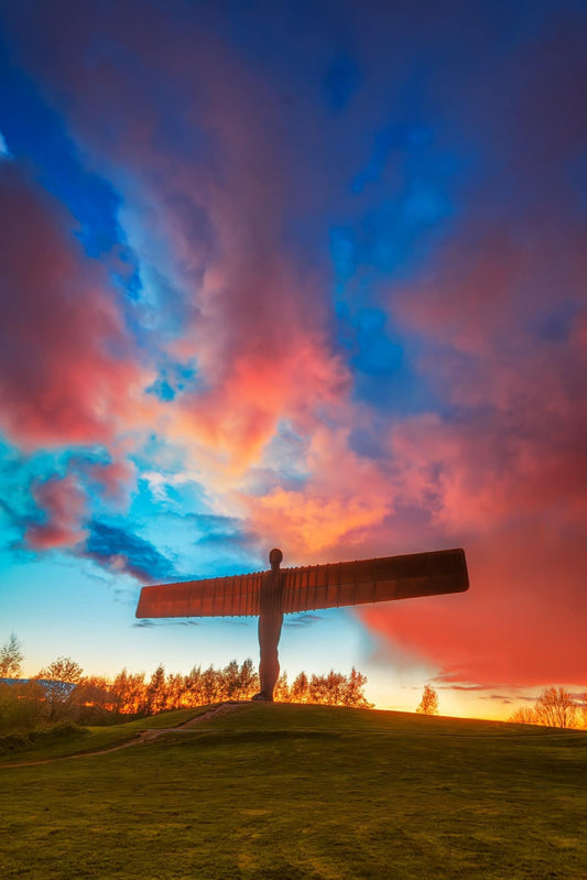 Late sky colours at the Angel of the North.