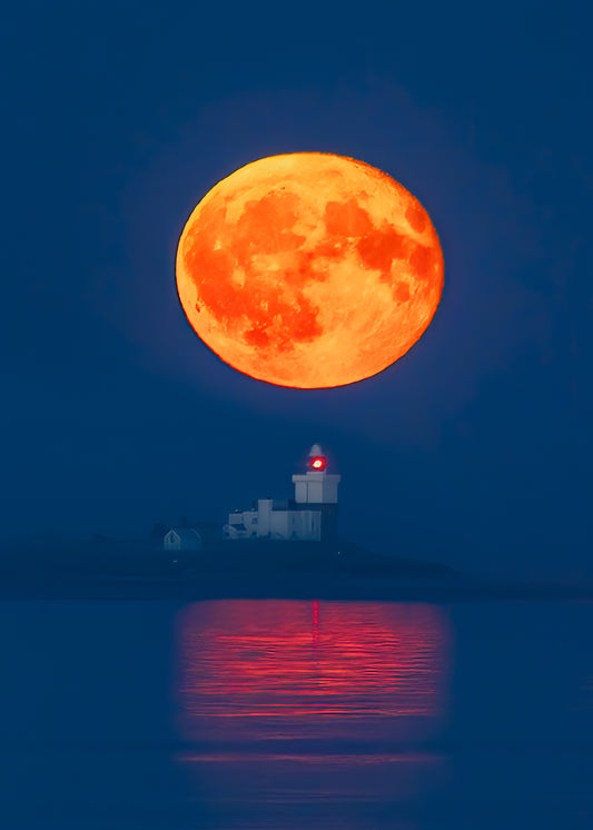 Big moon over Coquet Island