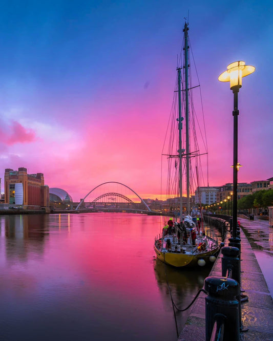 Pink tones on a Rainy Newcastle Quayside.