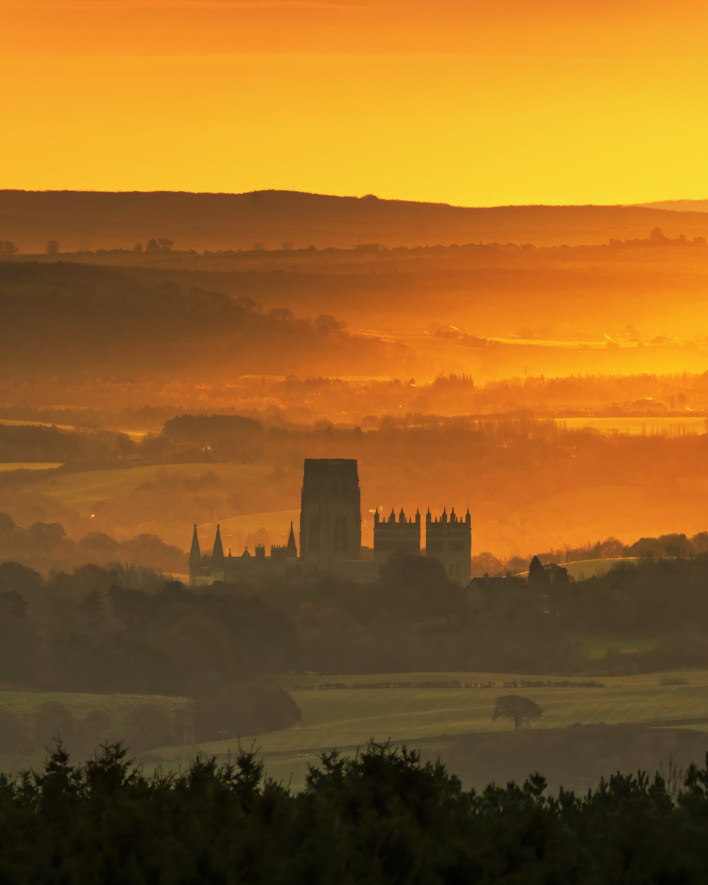 Durham Cathedral during a golden sunrise