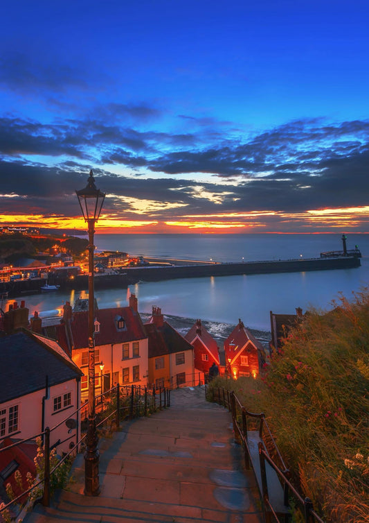 Whitby 199 steps in the blue hour.
