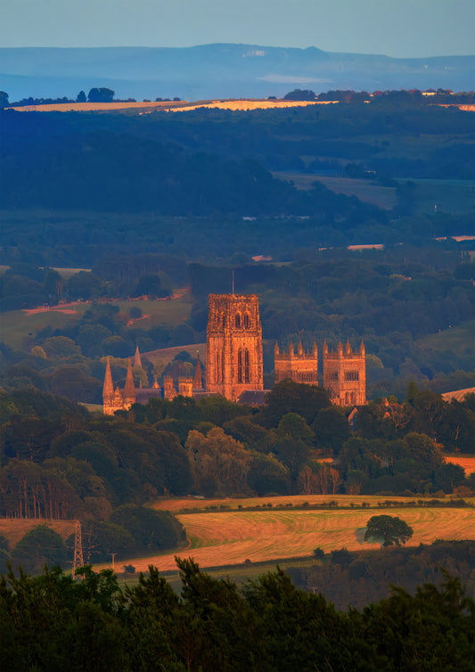 Durham Cathedral lit up by the setting sun