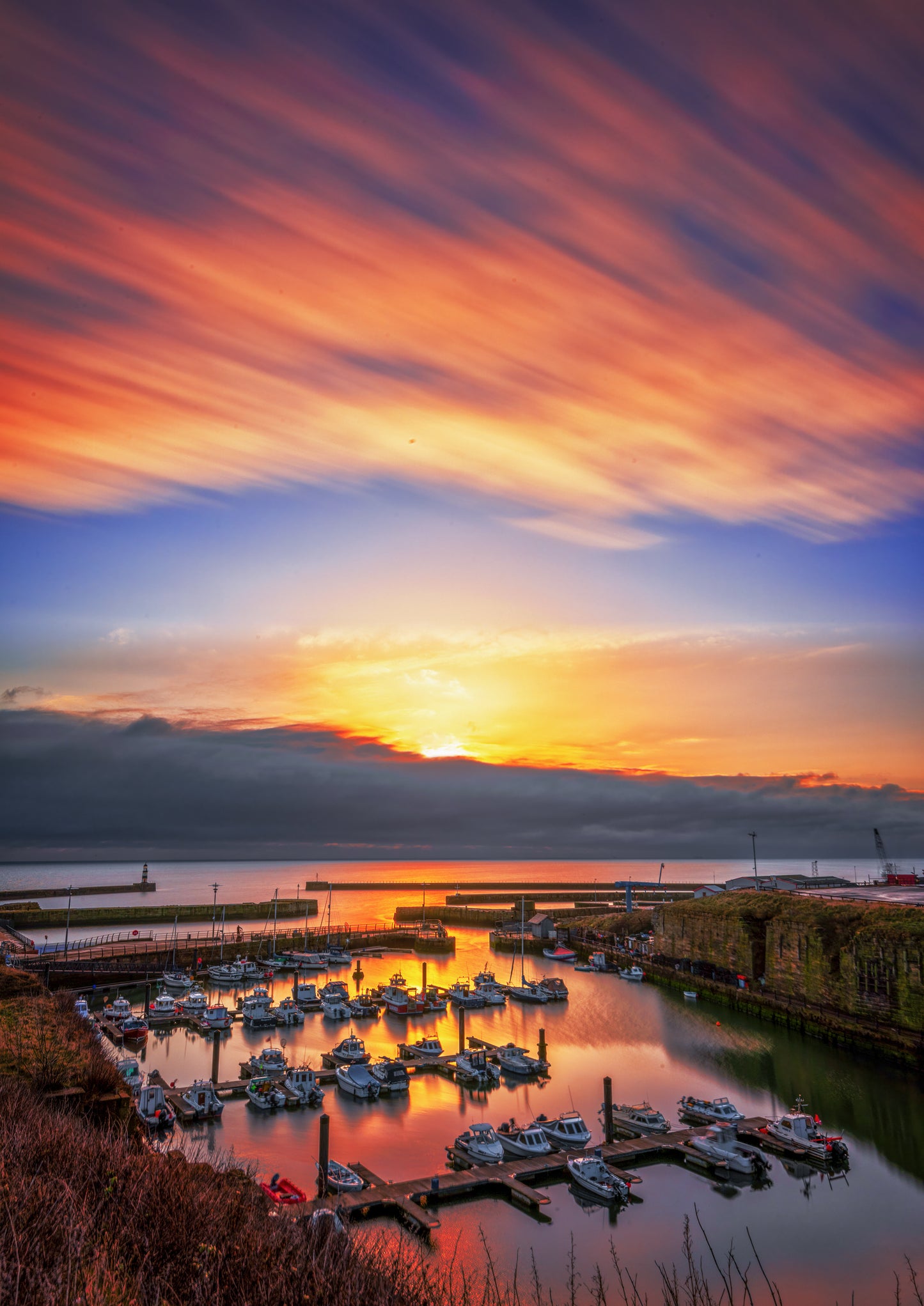 Seaham Harbour at sunrise.