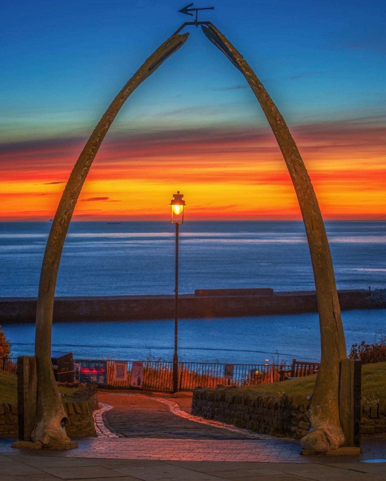 The Whitby Whale Bones just before sunrise.