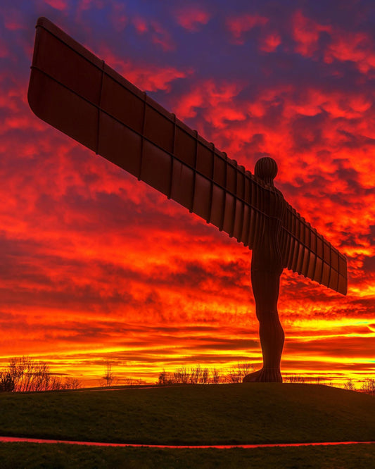 Breathtaking sunset at the Angel of the North.
