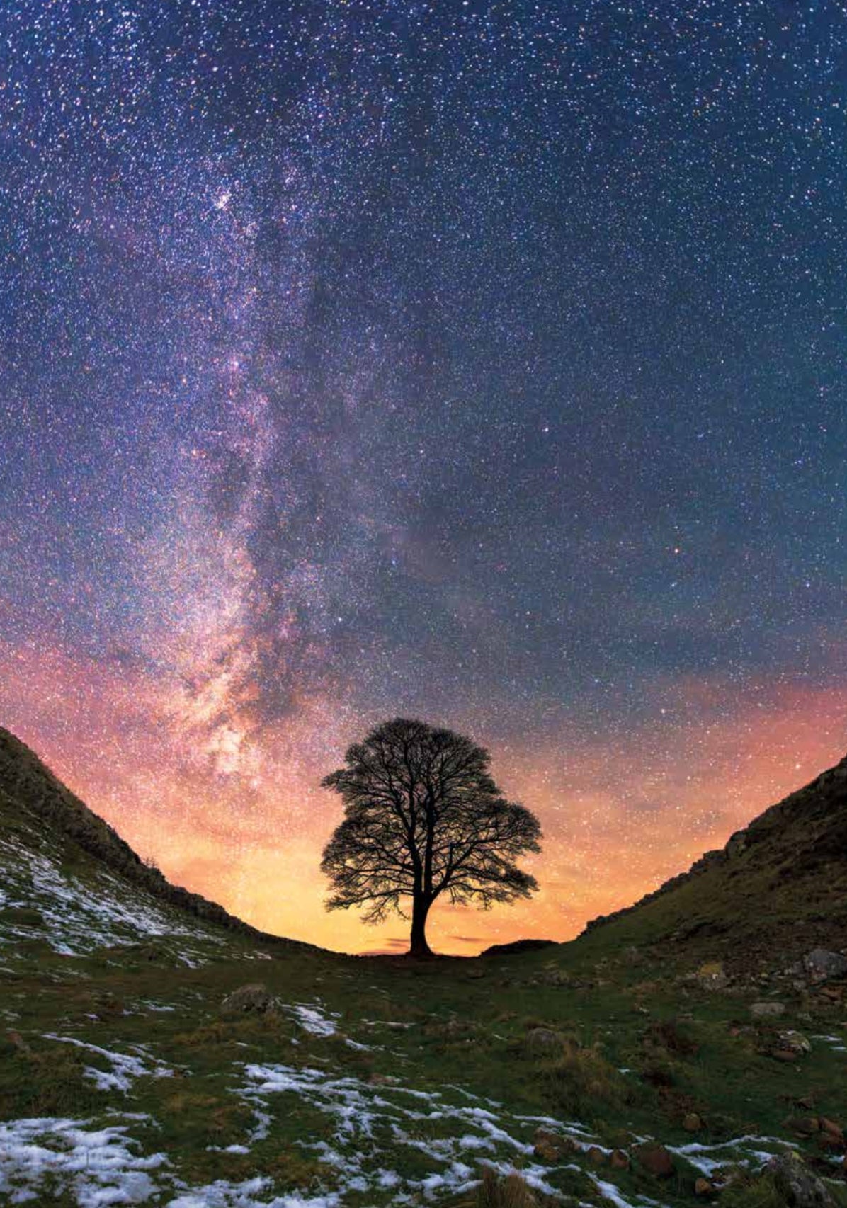 Stevielandscapes 2025 calendar of north east England with free A4 Print of Sycamore Gap and the Milky Way.