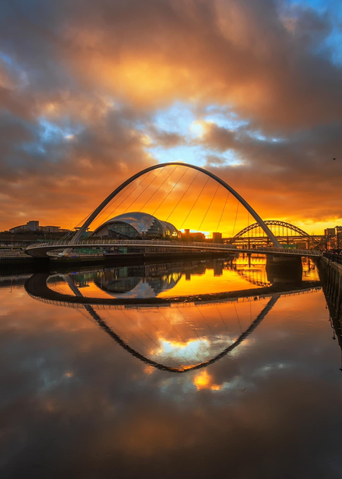 Vibrant sunset over Newcastle Quayside