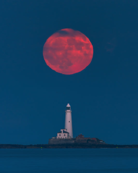 Strawberry Moon  over St. Mary’s Lighthouse 2