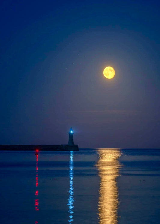 Serene moonlight scene from the Mouth of the Tyne.
