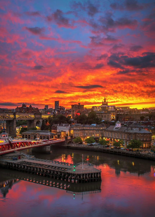 Beautiful vivid sunset over Newcastle