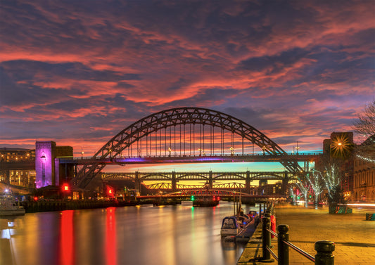 Surreallate evening  skies over Newcastle Quayside