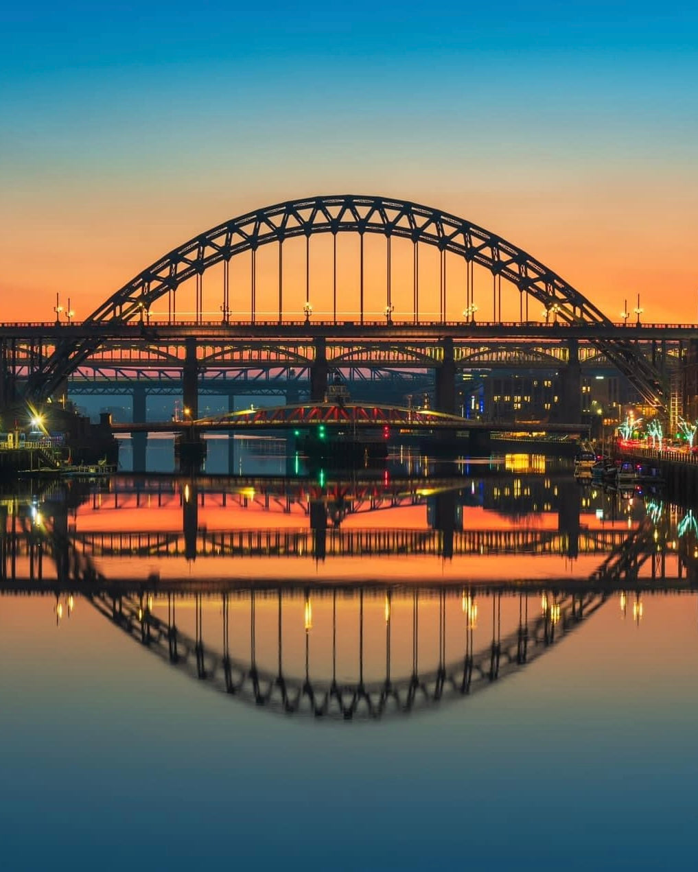 Tyne Bridge symmetry in the blue hour.