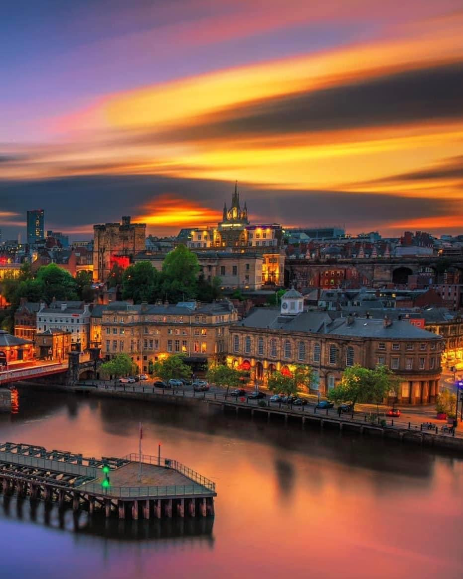 Vivid sunset colours over Newcastle.