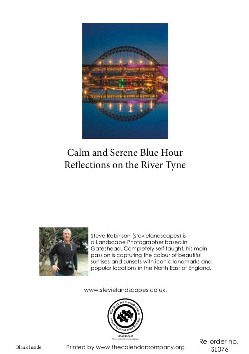 Calm and serene blue our reflections on the River Tyne.