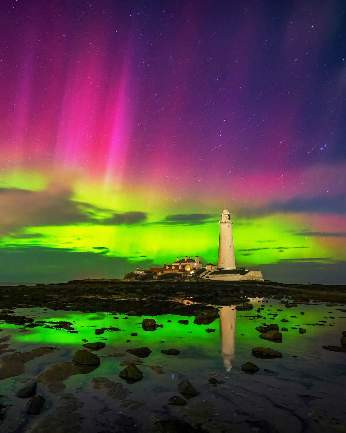 Beautiful Aurora at St. Mary's Lighthouse