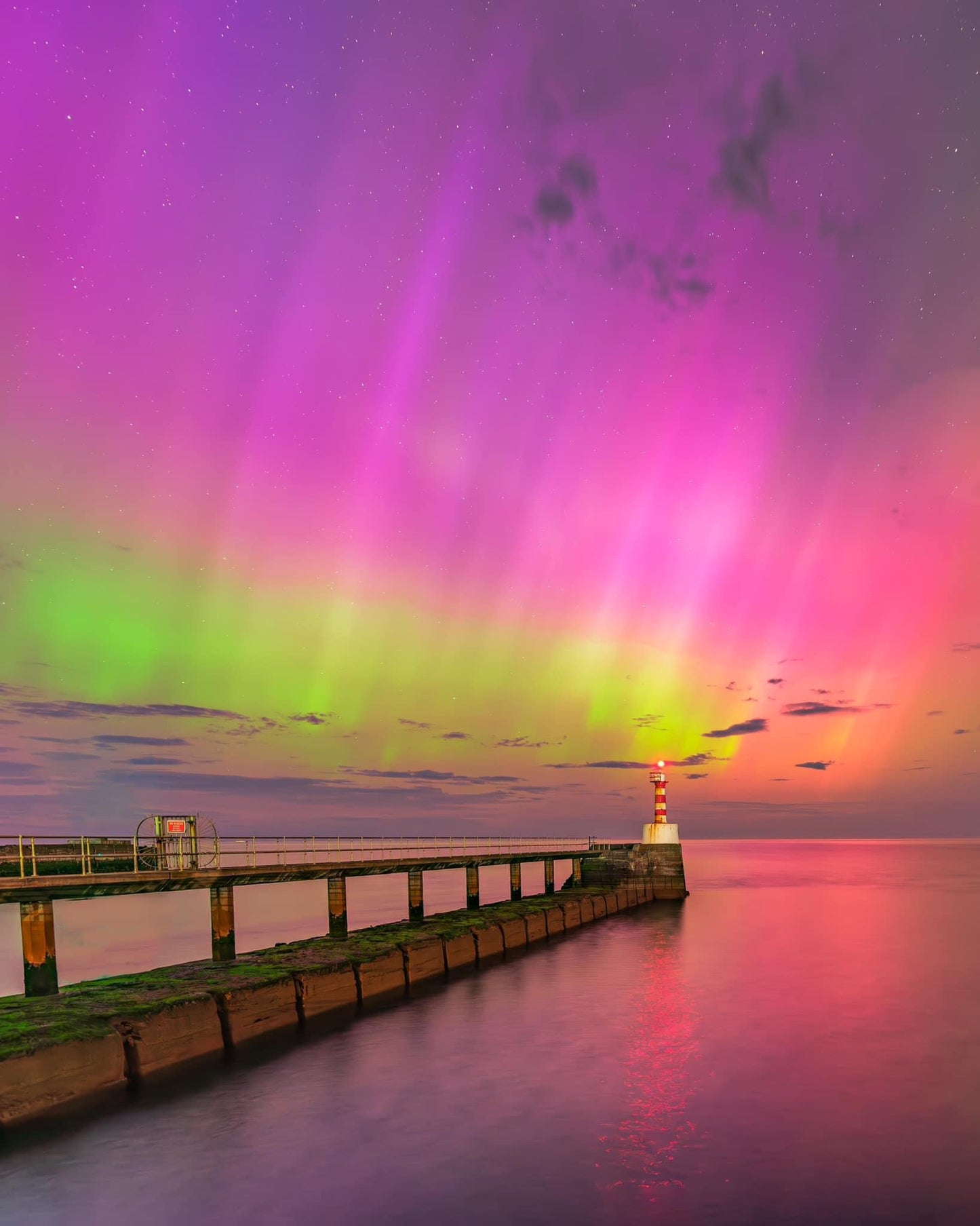 Beautiful Aurora at Amble Lighthouse.